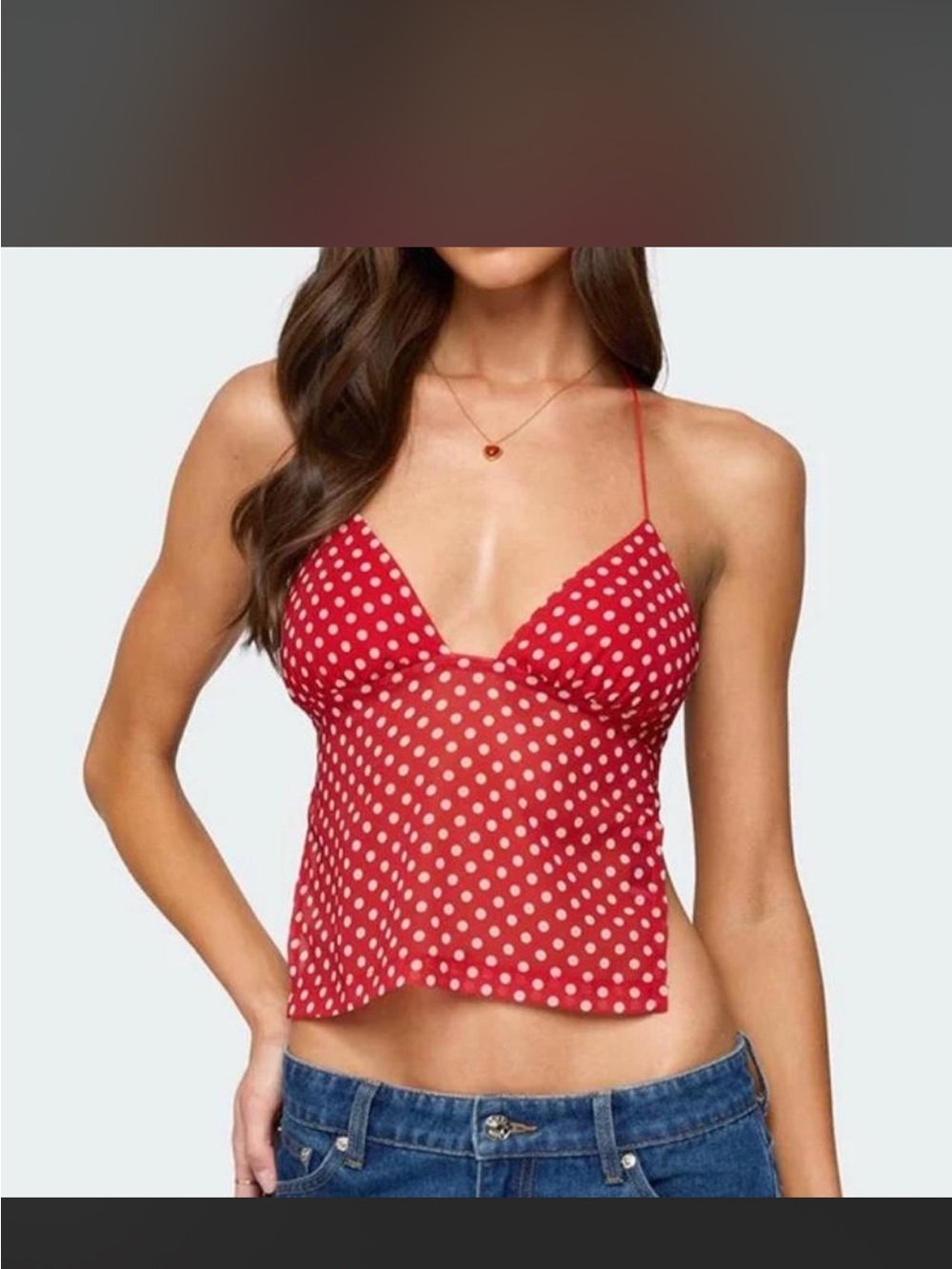 EDIKTED Polka Dot Backless Chiffon Top